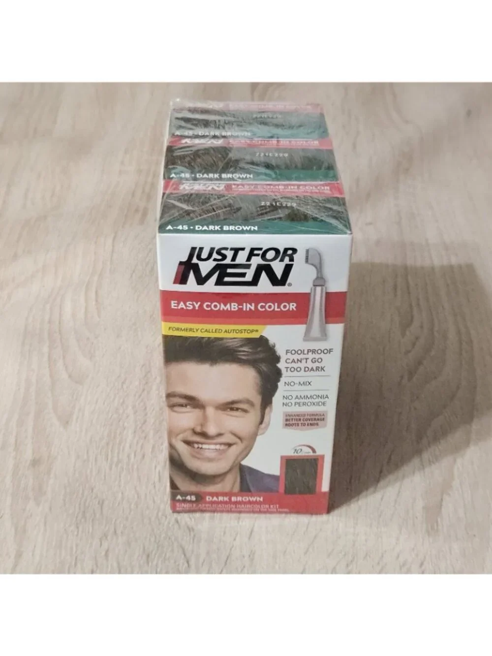 Just For MEN Easy Comb-In Permanent Hair Color - A-45 Dark Brown, Lot of 3